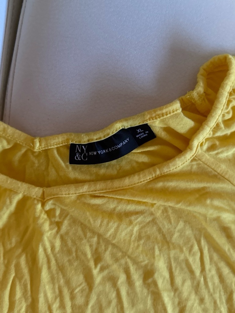New York & Company Yellow Crewneck Bodysuit